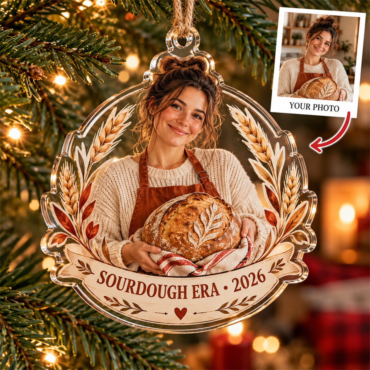 Personalized Sourdough Baker Acrylic Ornament - Custom Photo Keepsake - image 1