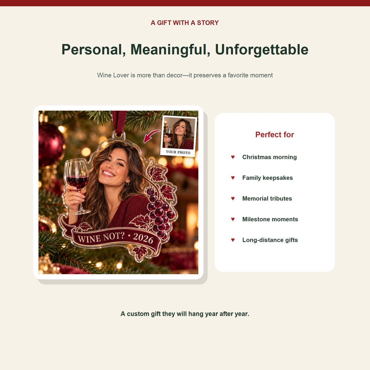 Personalized Wine Lover Acrylic Ornament - Custom Photo Keepsake - image 5
