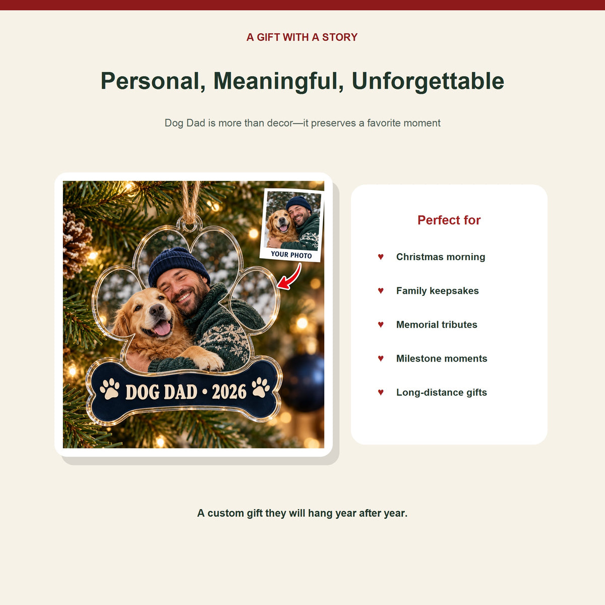 Personalized Dog Dad Acrylic Ornament - Custom Photo Keepsake - image 5