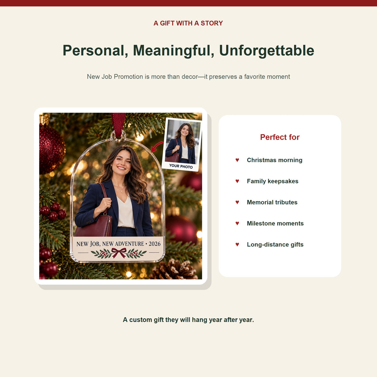 Personalized New Job Promotion Acrylic Ornament - Custom Photo Keepsake - image 5