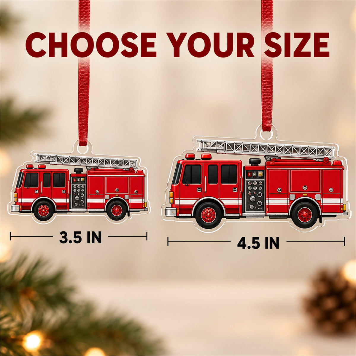 Custom Fire Truck Photo Acrylic Ornament - Personalized Vehicle Christmas Keepsake - image 3