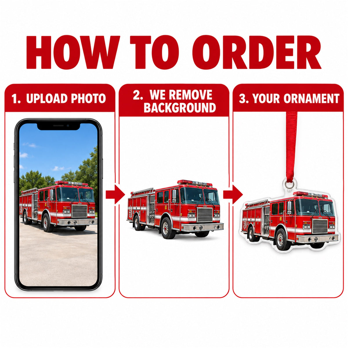 Custom Fire Truck Photo Acrylic Ornament - Personalized Vehicle Christmas Keepsake - image 4