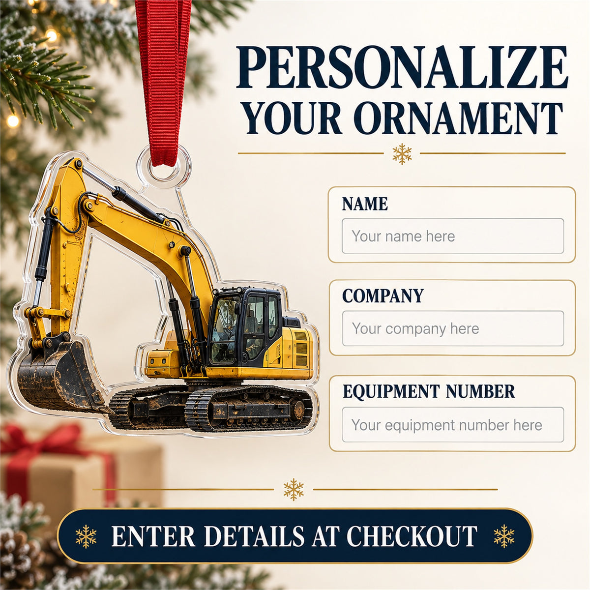 Custom Excavator Photo Acrylic Ornament - Personalized Vehicle Christmas Keepsake - image 7