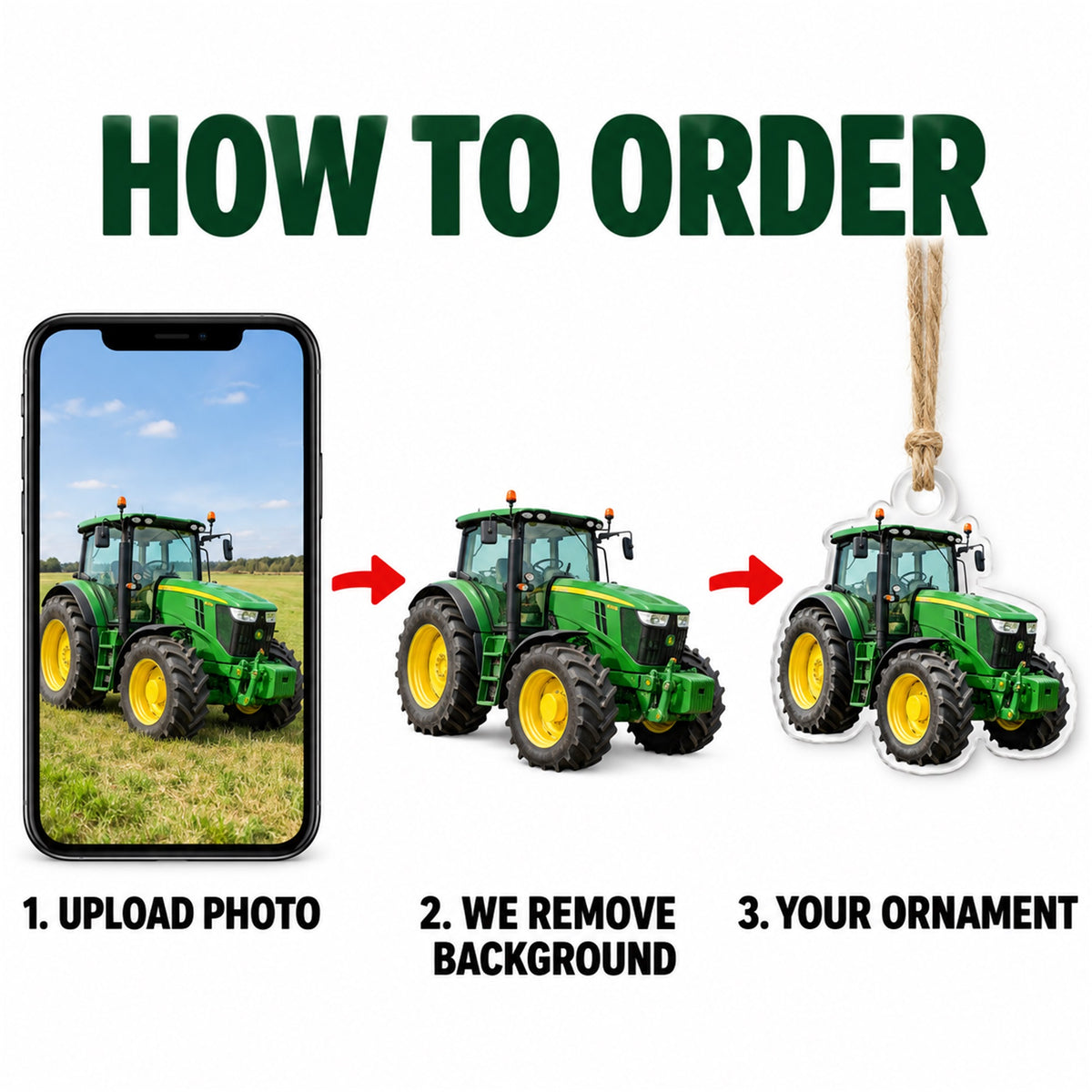 Custom Tractor Photo Acrylic Ornament - Personalized Vehicle Christmas Keepsake - image 4