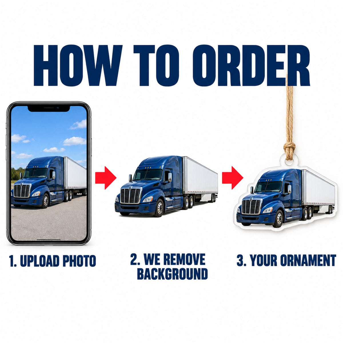 Custom Semi Truck Photo Acrylic Ornament - Personalized Vehicle Christmas Keepsake - image 4