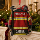 Personalized Firefighter Turnout Gear Acrylic Ornament - Custom Name Christmas Keepsake - image 3