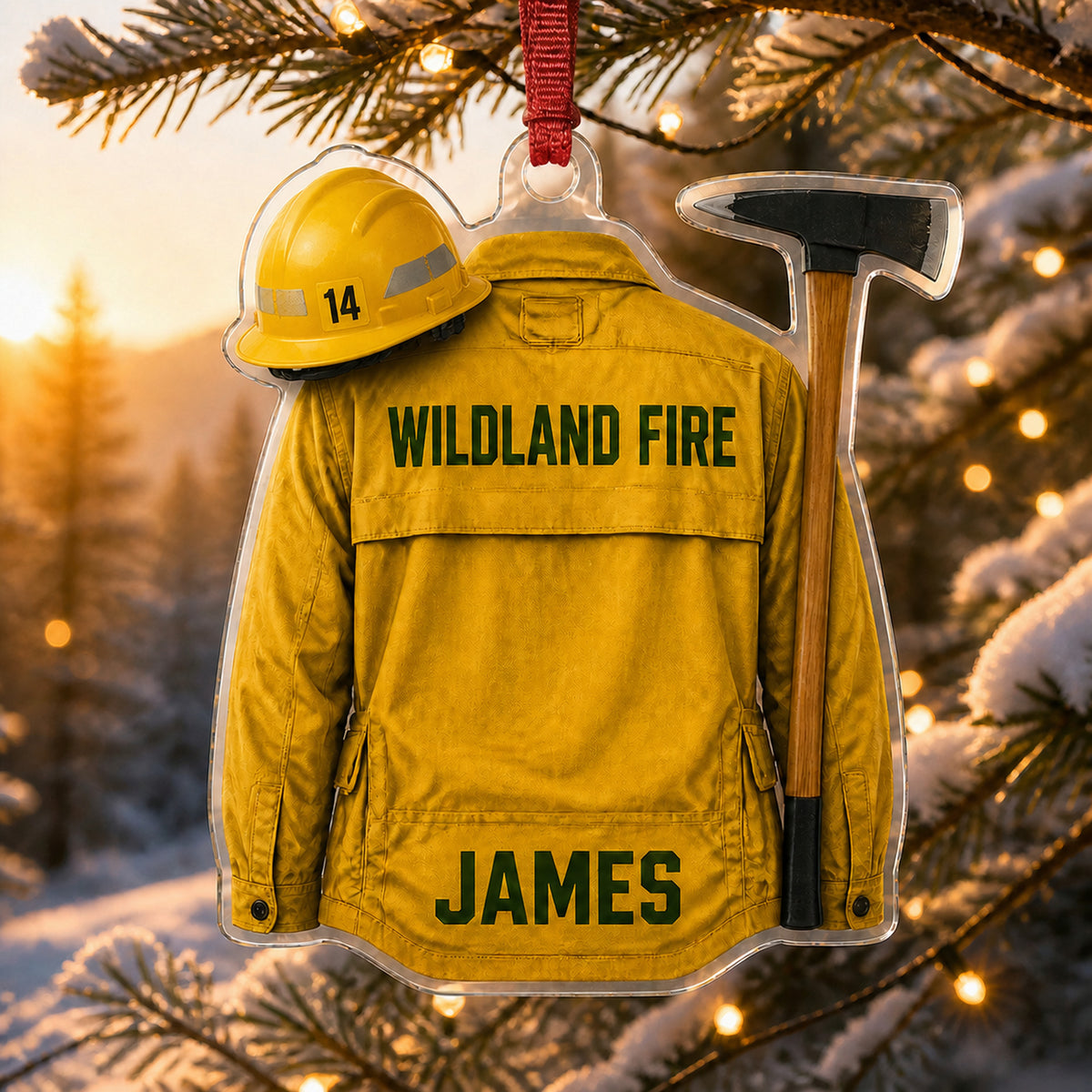 Personalized Firefighter Turnout Gear Acrylic Ornament - Custom Name Christmas Keepsake - image 4