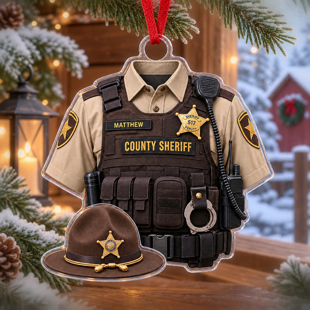 Personalized Police Officer Uniform Acrylic Ornament - Custom Name Christmas Keepsake - image 2