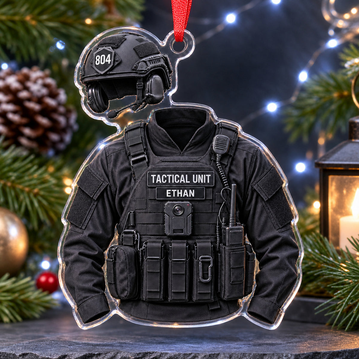 Personalized Police Officer Uniform Acrylic Ornament - Custom Name Christmas Keepsake - image 4