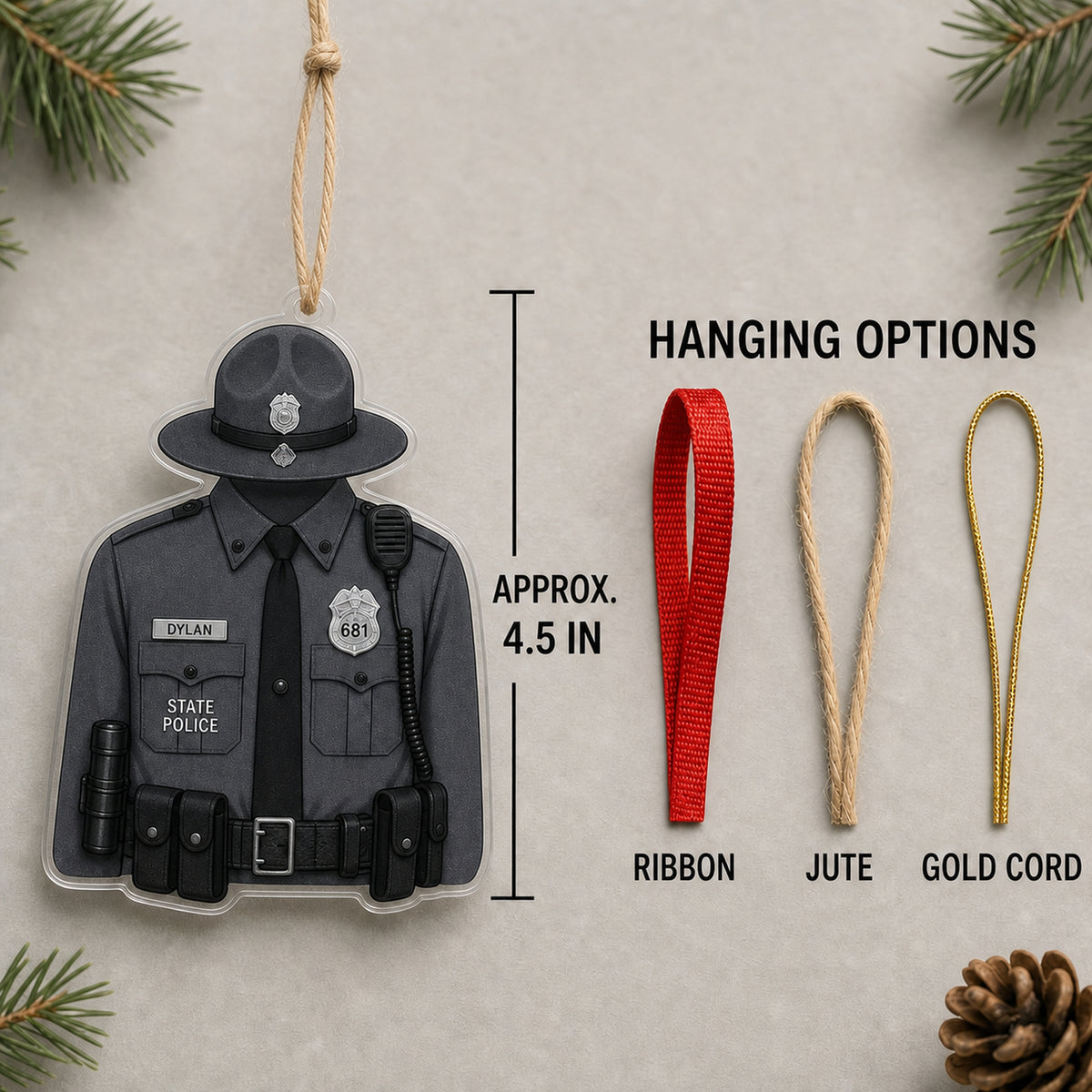 Personalized Police Officer Uniform Acrylic Ornament - Custom Name Christmas Keepsake - image 7