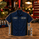 Personalized Auto Mechanic Work Shirt Acrylic Ornament - Custom Name Christmas Keepsake - image 1