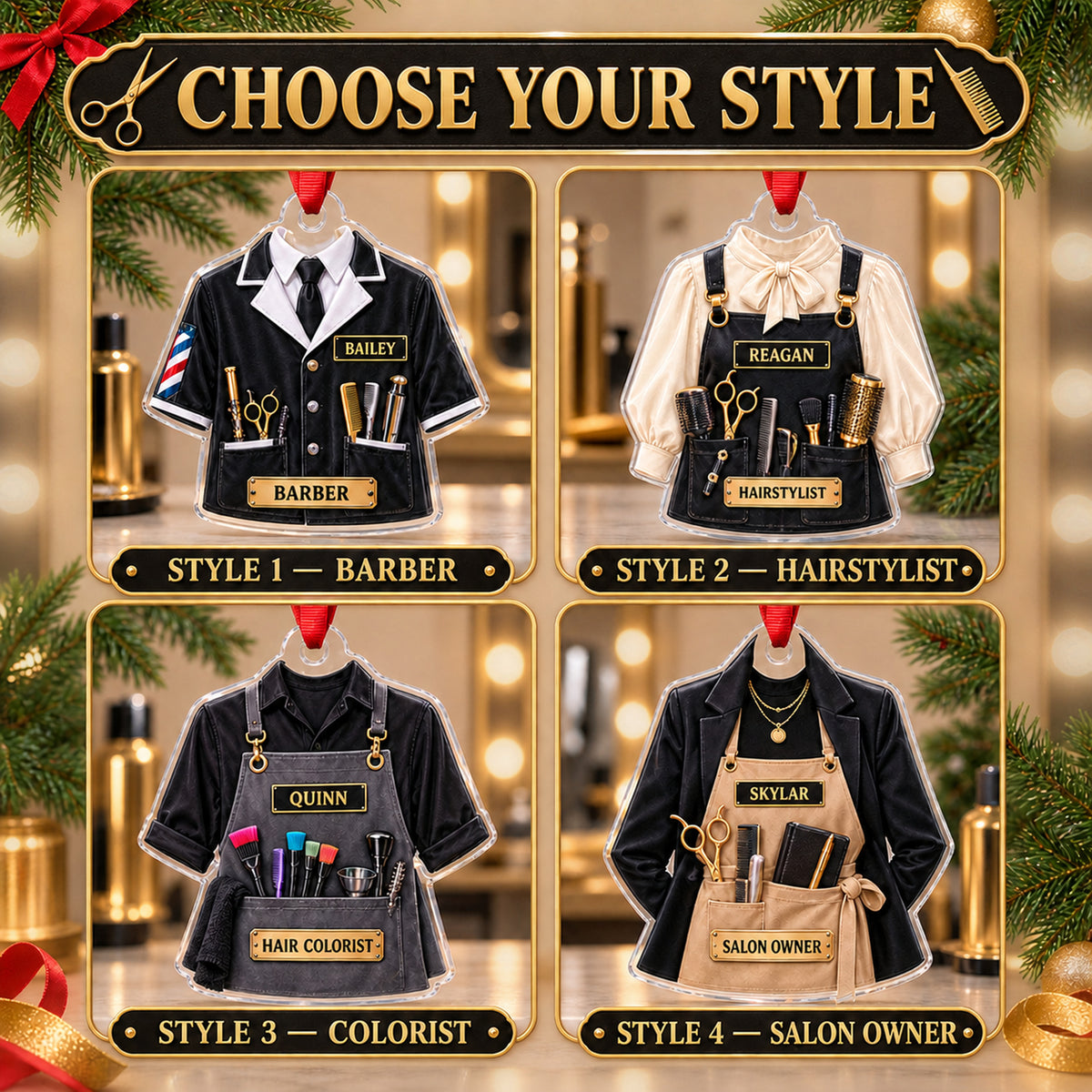 Personalized Barber Hairstylist Apron Acrylic Ornament - Custom Name Christmas Keepsake - image 8