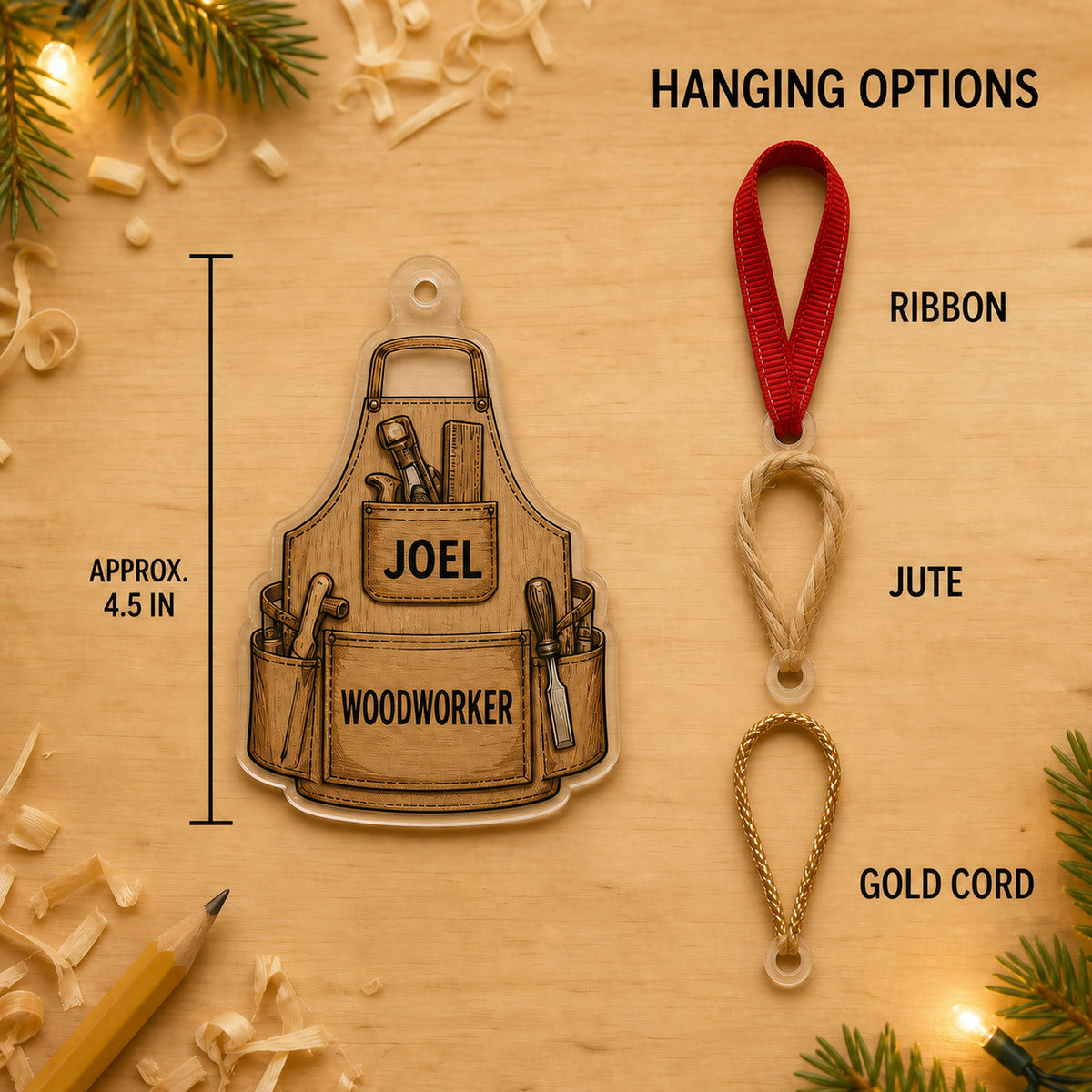 Personalized Carpenter Work Shirt Acrylic Ornament - Custom Name Christmas Keepsake - image 7
