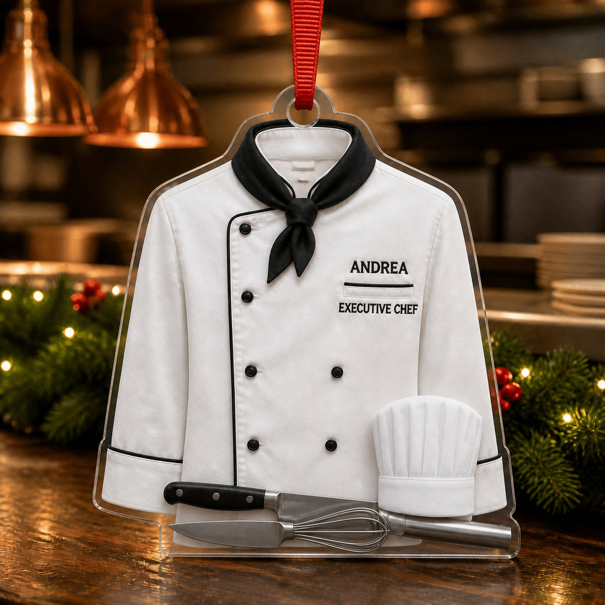 Personalized Chef Coat Acrylic Ornament - Custom Name Christmas Keepsake - image 1
