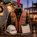 Personalized Construction Worker Uniform Acrylic Ornament - Custom Name Christmas Keepsake - image 2