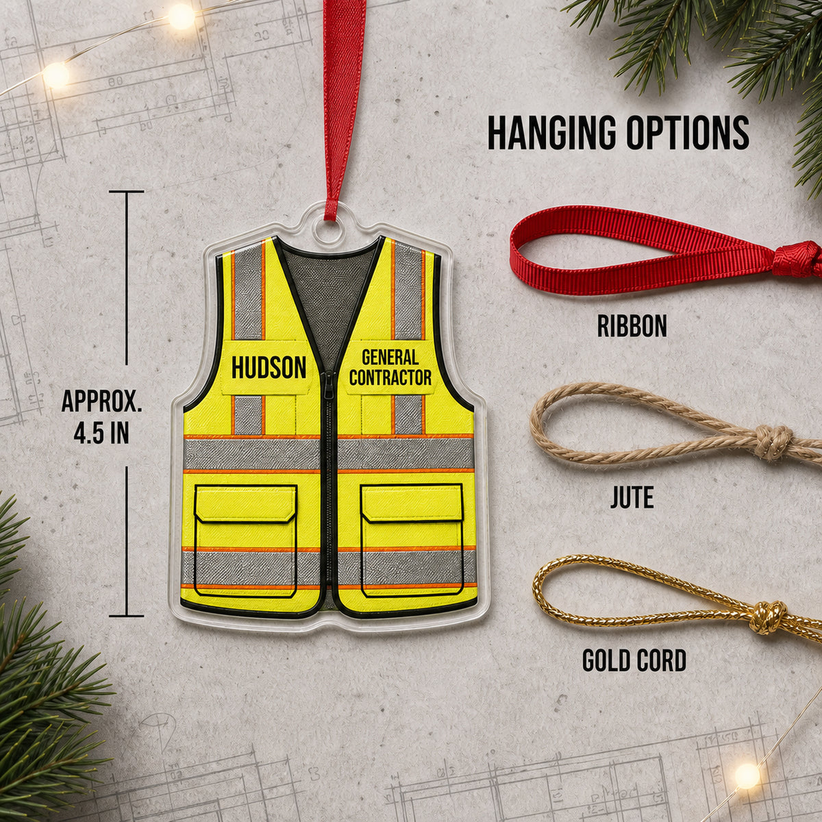 Personalized Construction Worker Uniform Acrylic Ornament - Custom Name Christmas Keepsake - image 7