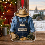 Personalized Farmer Rancher Work Shirt Acrylic Ornament - Custom Name Christmas Keepsake - image 1