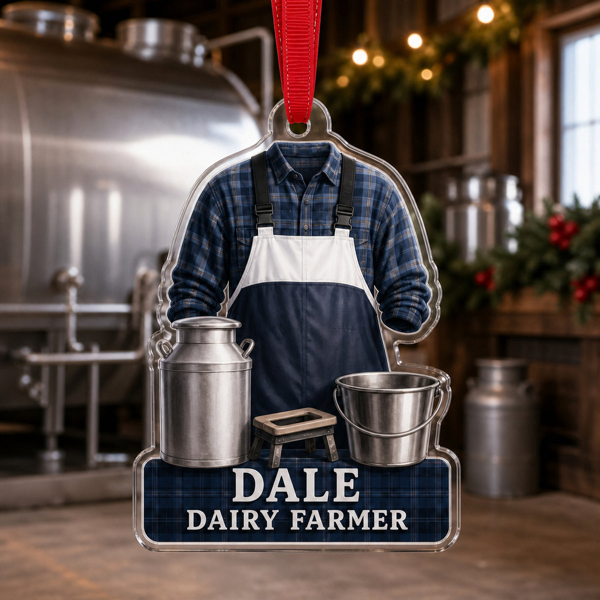 Personalized Farmer Rancher Work Shirt Acrylic Ornament - Custom Name Christmas Keepsake - image 3