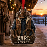 Personalized Farmer Rancher Work Shirt Acrylic Ornament - Custom Name Christmas Keepsake - image 4