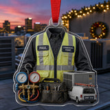 Personalized HVAC Technician Work Shirt Acrylic Ornament - Custom Name Christmas Keepsake - image 2