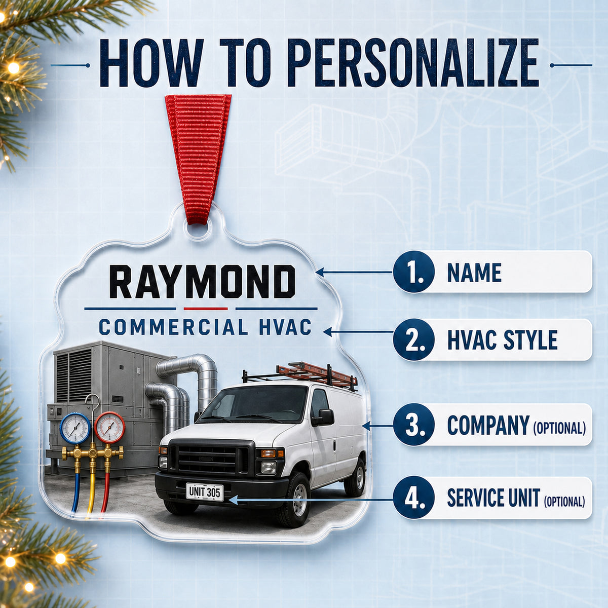 Personalized HVAC Technician Work Shirt Acrylic Ornament - Custom Name Christmas Keepsake - image 5