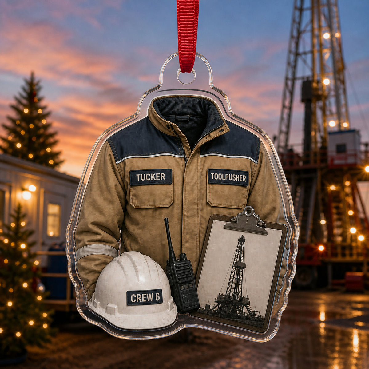 Personalized Oilfield Worker FR Uniform Acrylic Ornament - Custom Name Christmas Keepsake - image 3