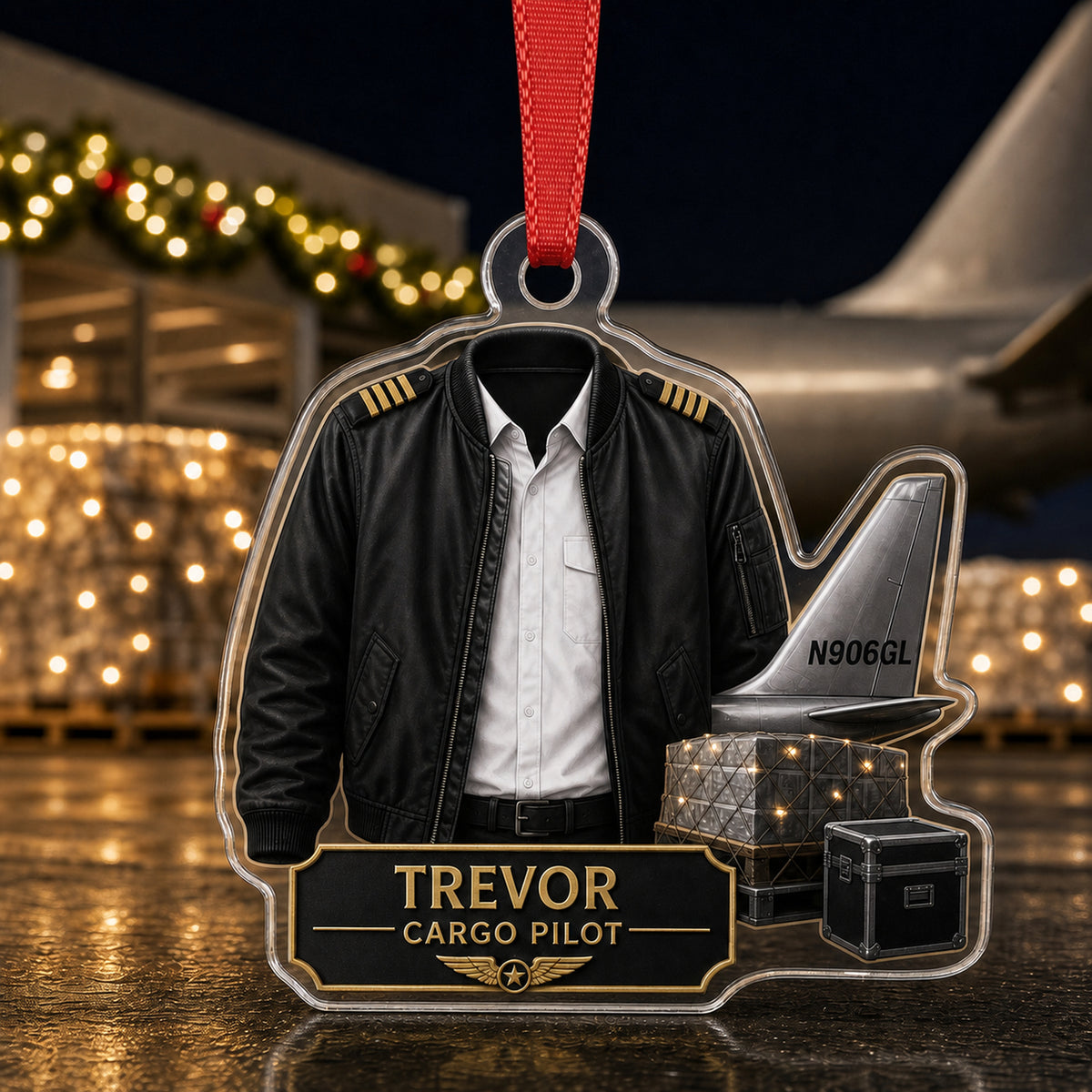 Personalized Pilot Uniform Acrylic Ornament - Custom Name Christmas Keepsake - image 3