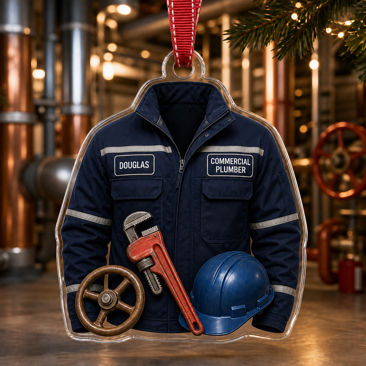 Personalized Plumber Work Shirt Acrylic Ornament - Custom Name Christmas Keepsake - image 2