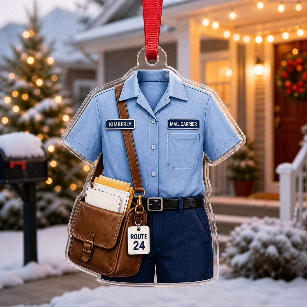 Personalized Postal Worker Uniform Acrylic Ornament - Custom Name Christmas Keepsake - image 1