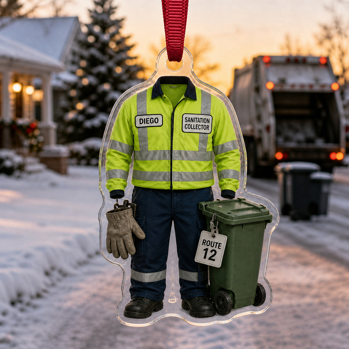 Personalized Sanitation Worker Uniform Acrylic Ornament - Custom Name Christmas Keepsake - image 2