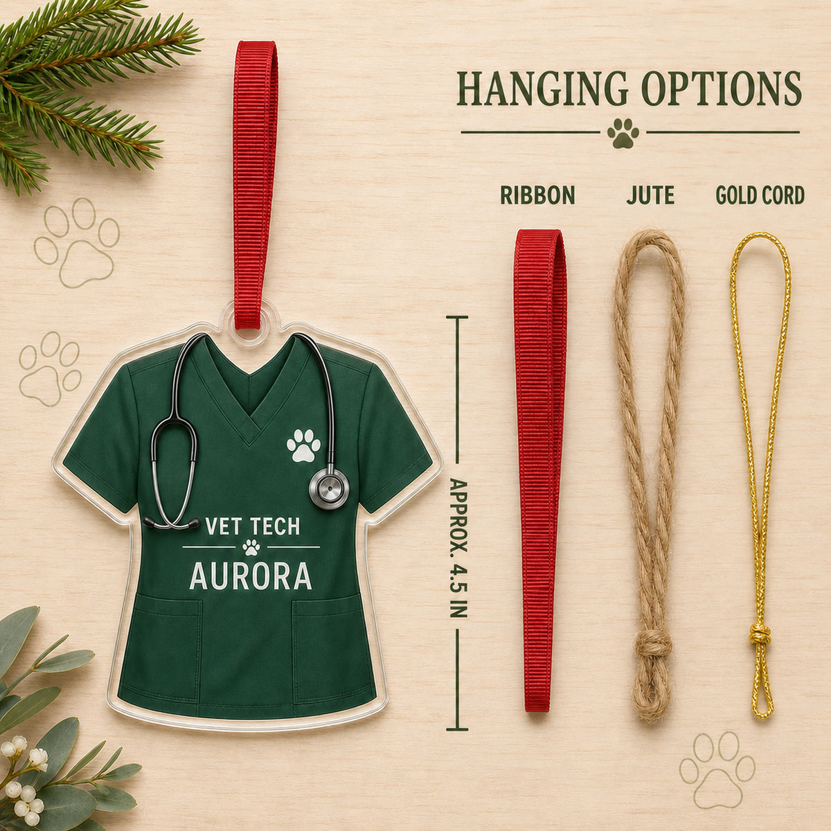 Personalized Veterinarian Vet Uniform Acrylic Ornament - Custom Name Christmas Keepsake - image 7