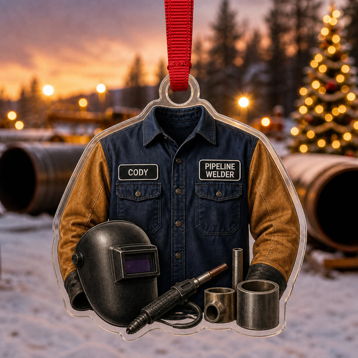 Personalized Welder FR Work Shirt Acrylic Ornament - Custom Name Christmas Keepsake - image 1