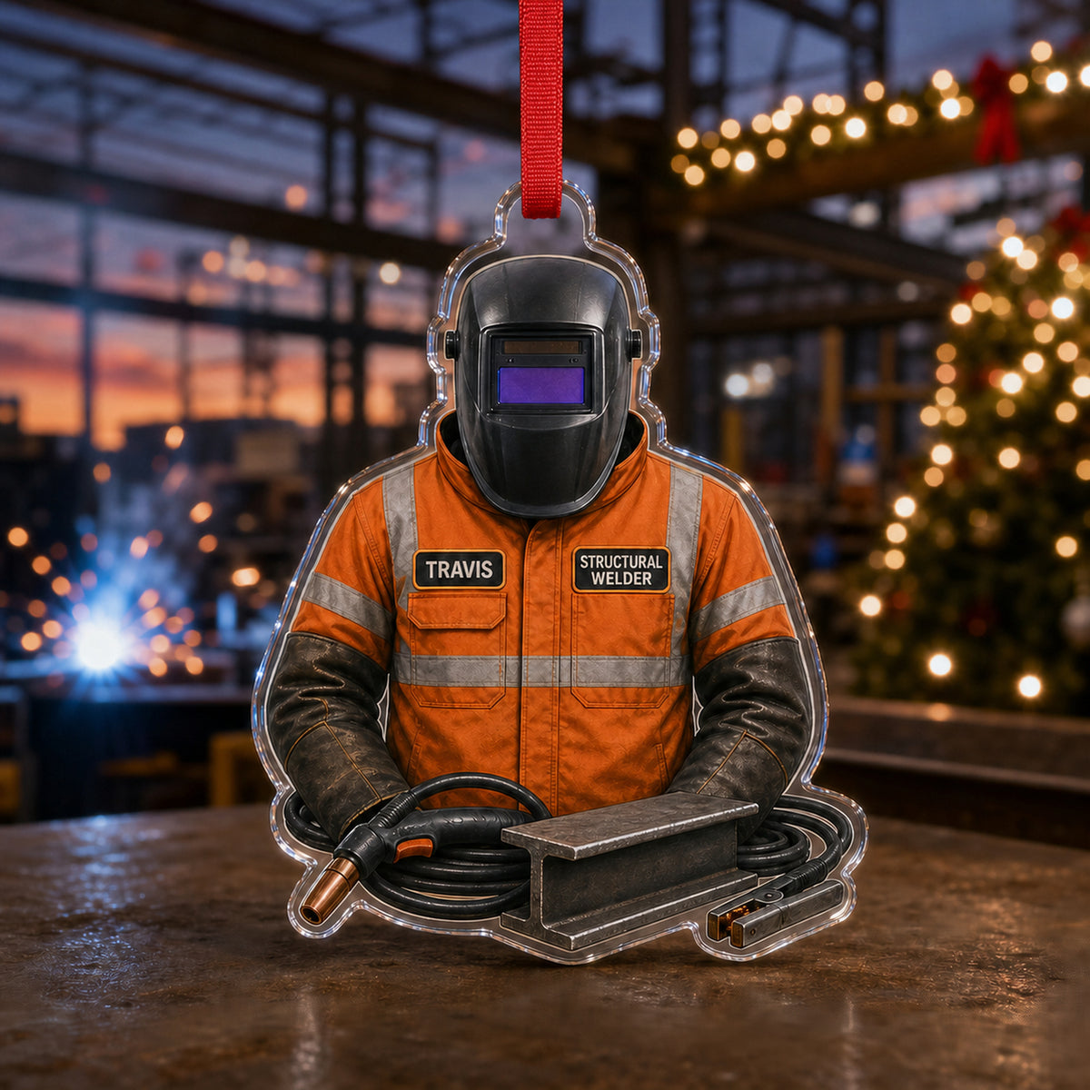 Personalized Welder FR Work Shirt Acrylic Ornament - Custom Name Christmas Keepsake - image 2