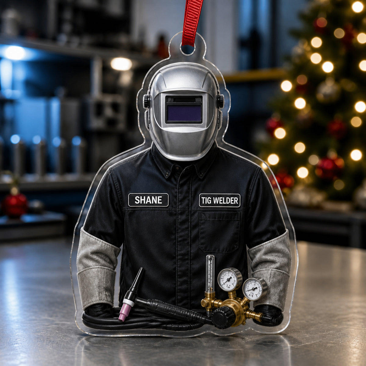 Personalized Welder FR Work Shirt Acrylic Ornament - Custom Name Christmas Keepsake - image 3