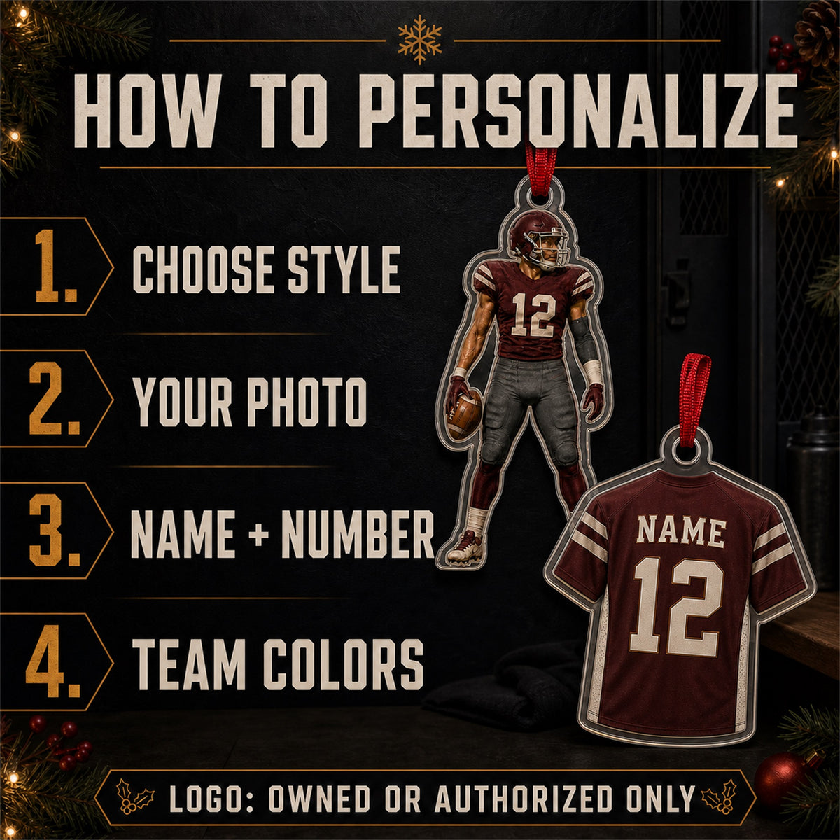Personalized American Football Photo Acrylic Ornament - Custom Athlete Christmas Keepsake - image 5