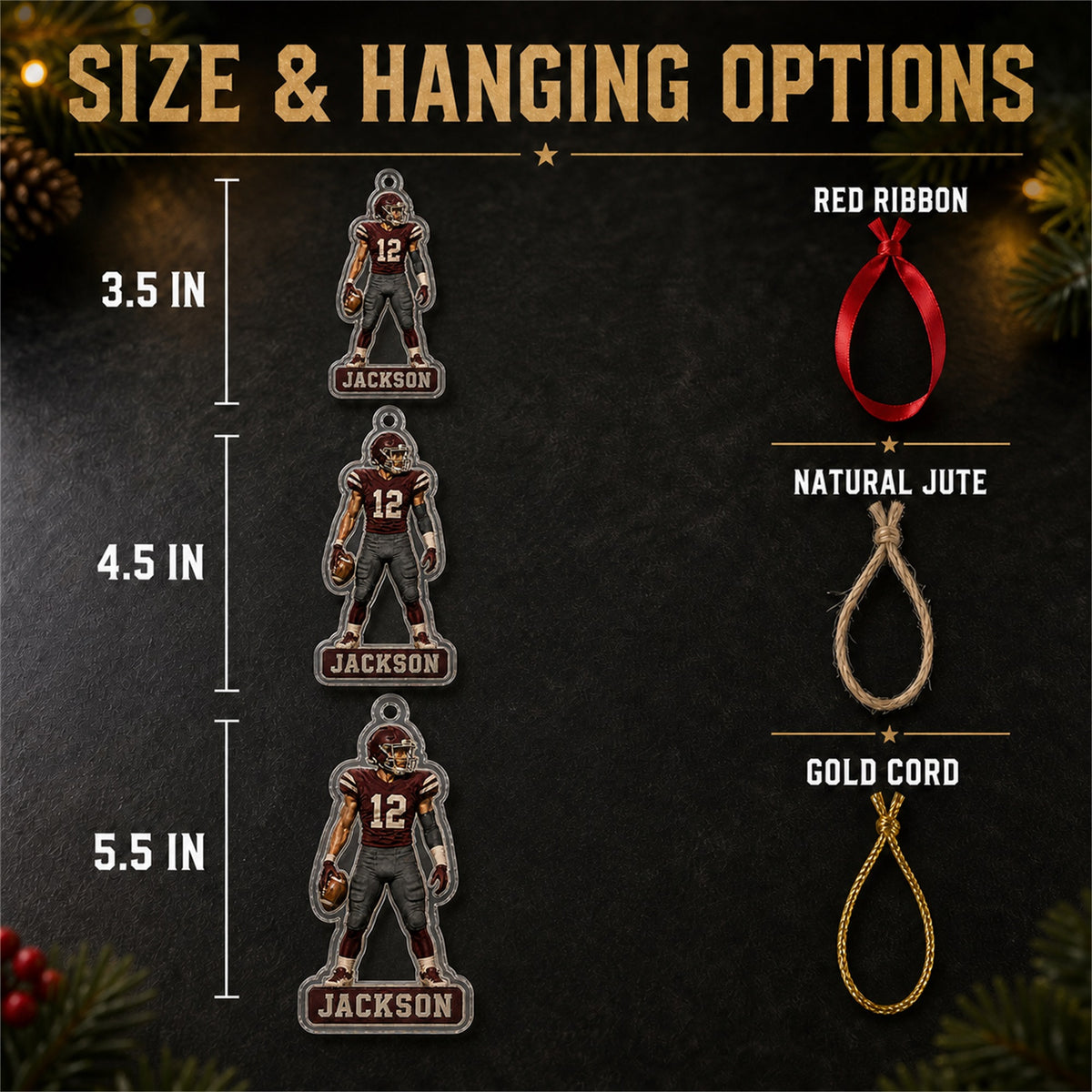 Personalized American Football Photo Acrylic Ornament - Custom Athlete Christmas Keepsake - image 7