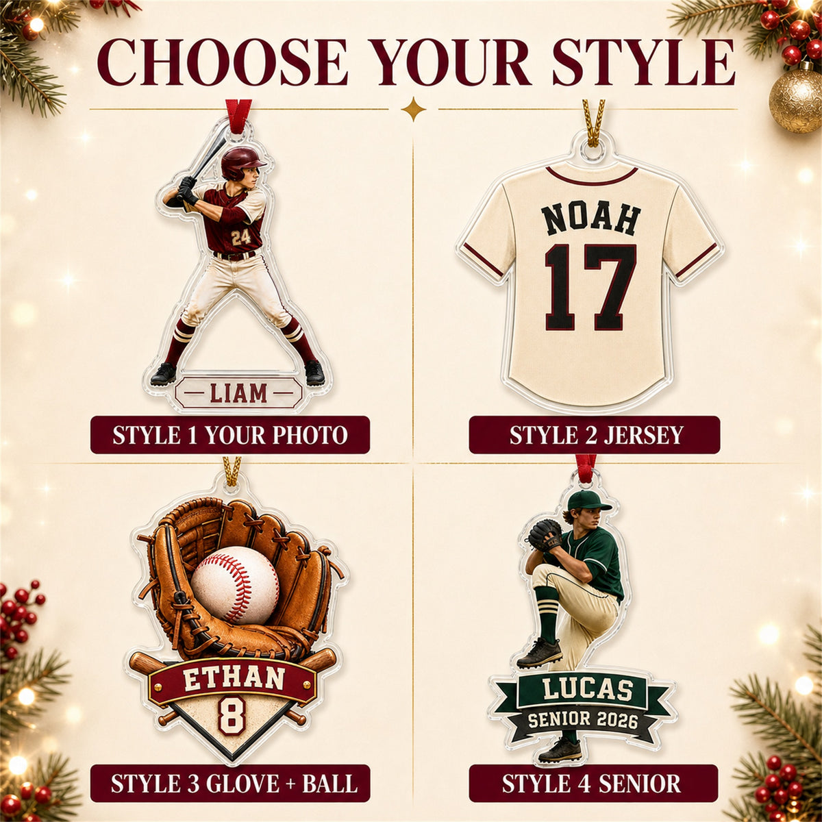 Personalized Baseball Photo Acrylic Ornament - Custom Athlete Christmas Keepsake - image 8