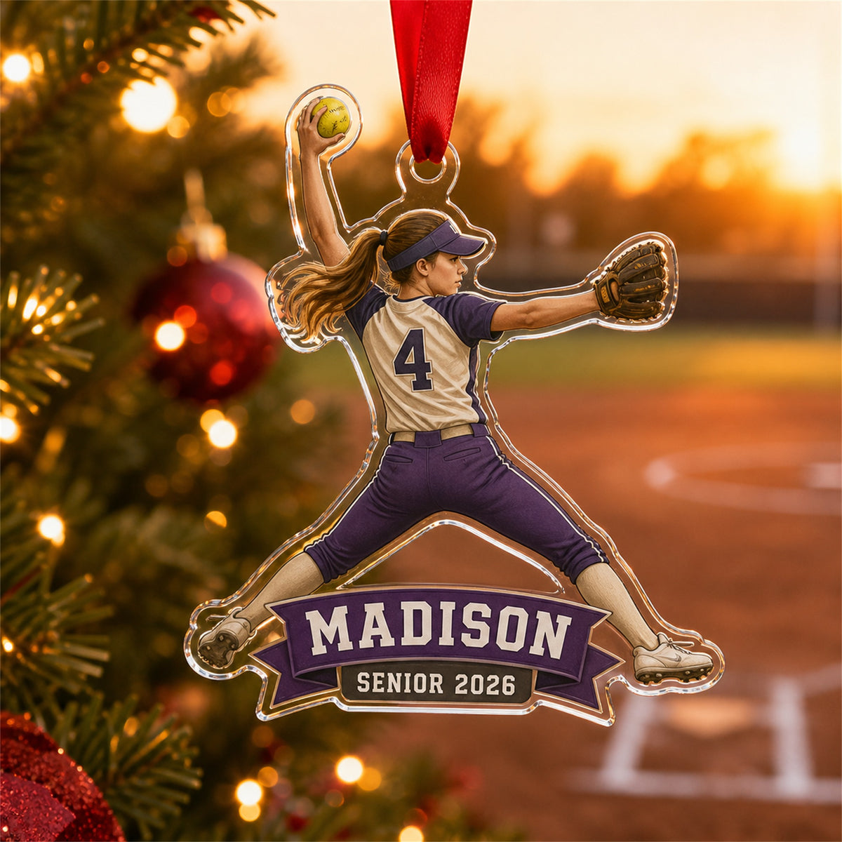 Personalized Softball Photo Acrylic Ornament - Custom Athlete Christmas Keepsake - image 4