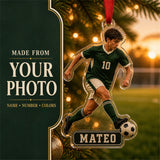 Personalized Soccer Photo Acrylic Ornament - Custom Athlete Christmas Keepsake - image 1