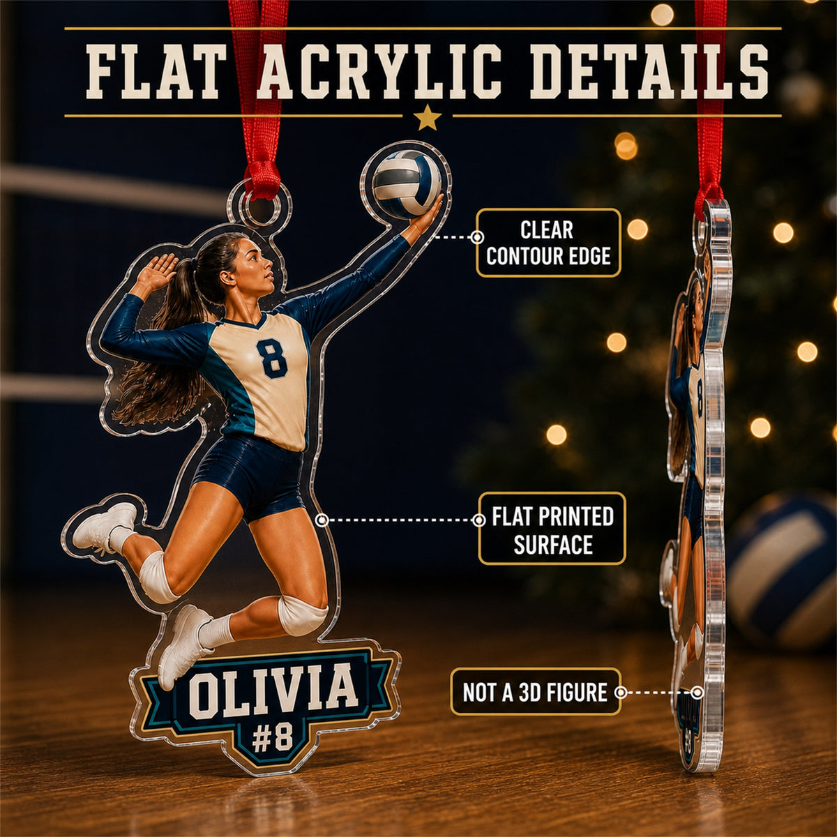 Personalized Volleyball Photo Acrylic Ornament - Custom Athlete Christmas Keepsake - image 6