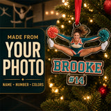 Personalized Cheerleading Photo Acrylic Ornament - Custom Athlete Christmas Keepsake - image 1