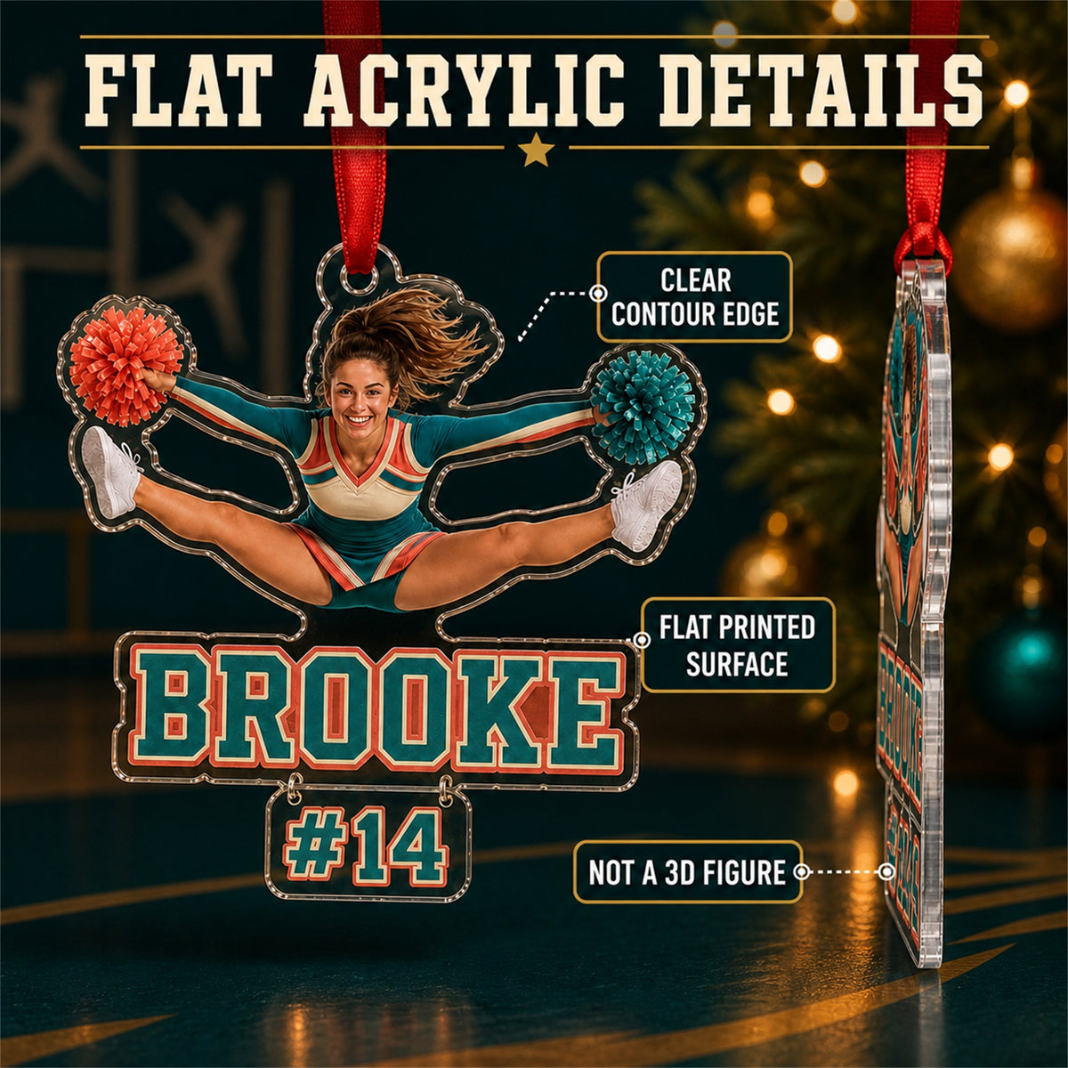 Personalized Cheerleading Photo Acrylic Ornament - Custom Athlete Christmas Keepsake - image 6
