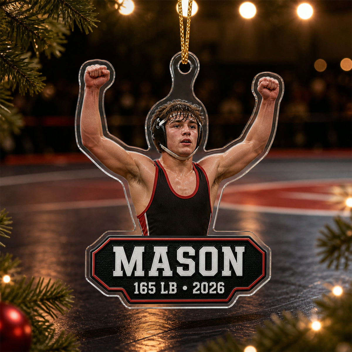 Personalized Wrestling Photo Acrylic Ornament - Custom Athlete Christmas Keepsake - image 3