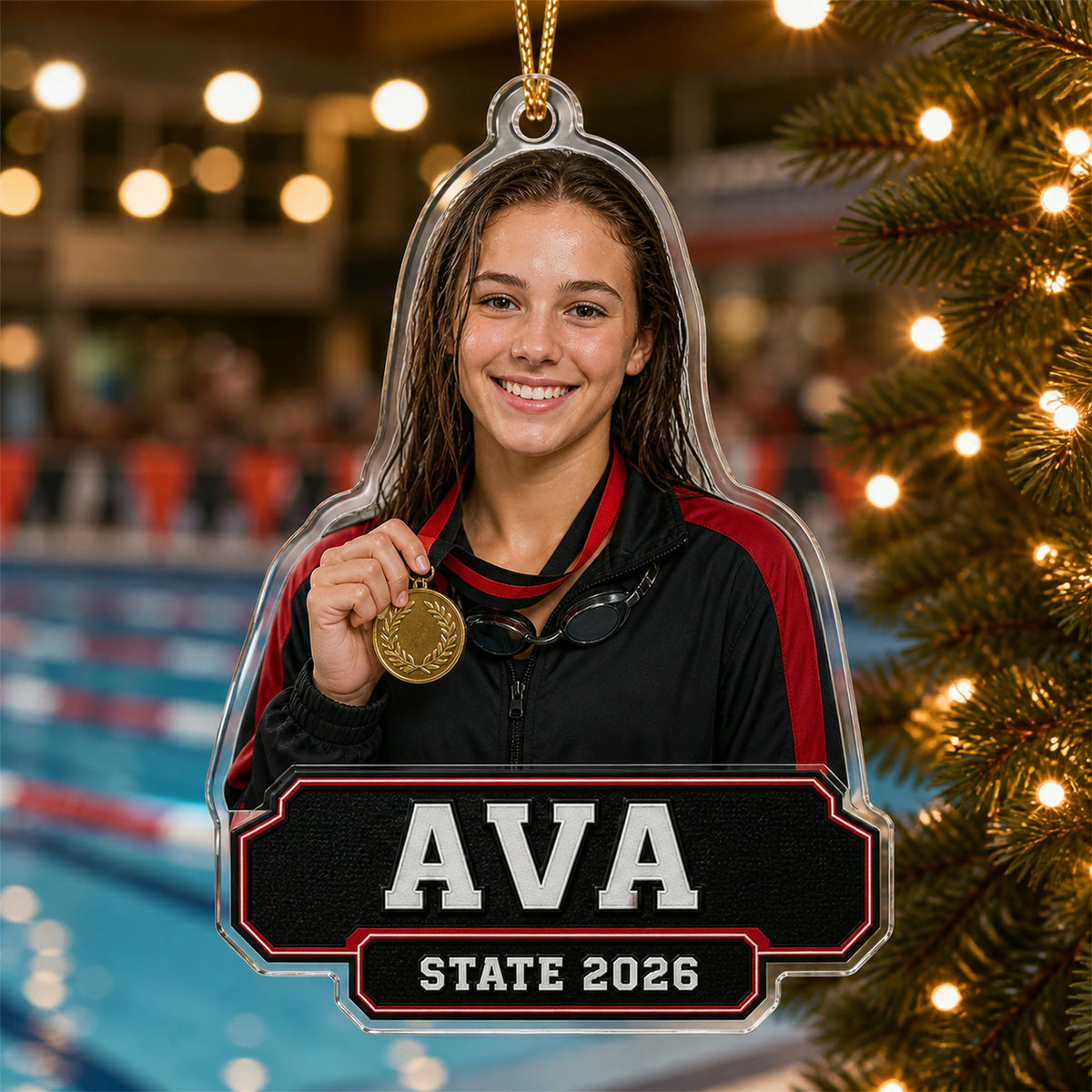 Personalized Swimming Diving Photo Acrylic Ornament - Custom Athlete Christmas Keepsake - image 3