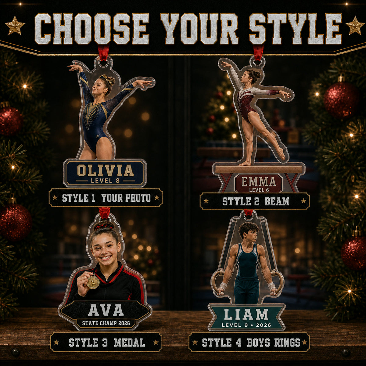 Personalized Gymnastics Photo Acrylic Ornament - Custom Athlete Christmas Keepsake - image 8