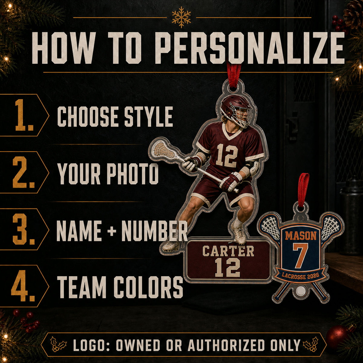 Personalized Lacrosse Photo Acrylic Ornament - Custom Athlete Christmas Keepsake - image 5