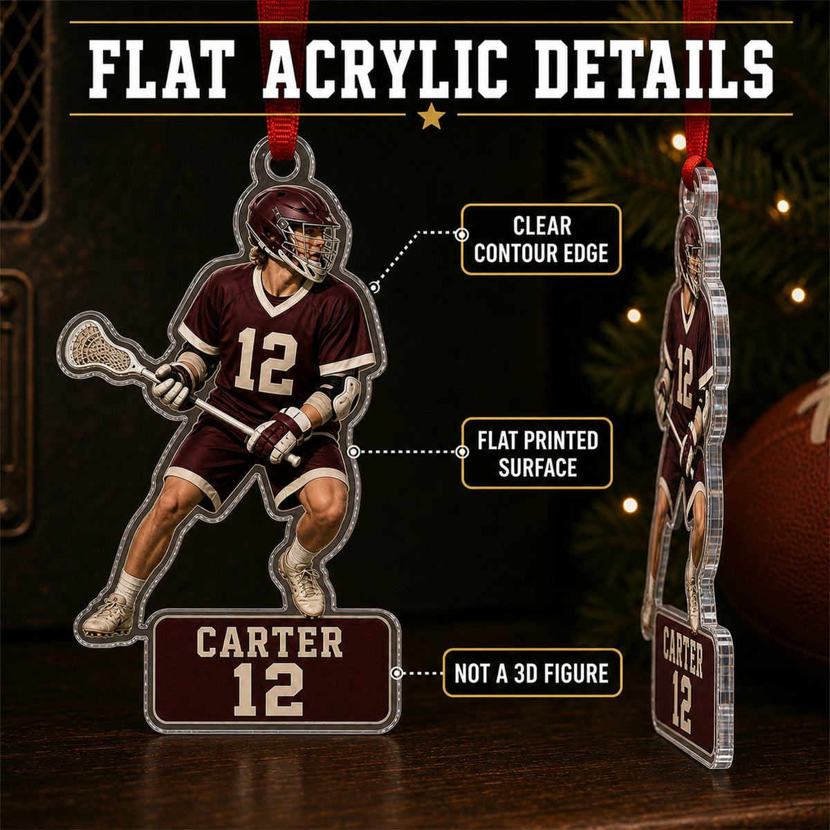 Personalized Lacrosse Photo Acrylic Ornament - Custom Athlete Christmas Keepsake - image 6