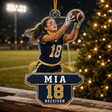 Personalized Girls Flag Football Photo Acrylic Ornament - Custom Athlete Christmas Keepsake - image 3
