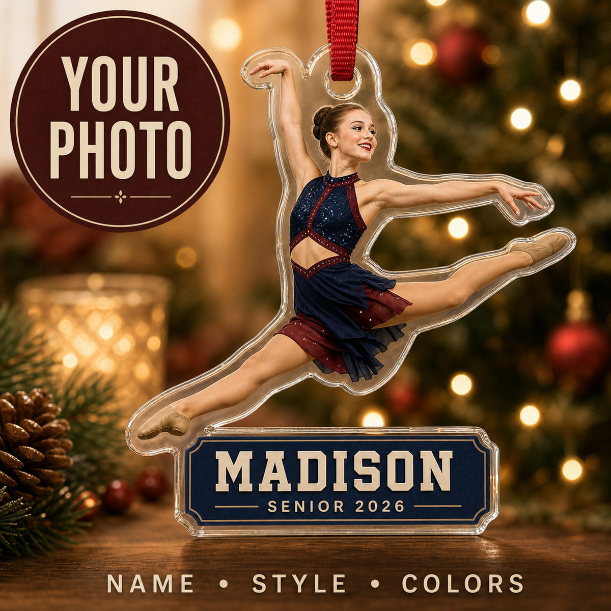 Personalized Dance Team Photo Acrylic Ornament - Custom Athlete Christmas Keepsake - image 1