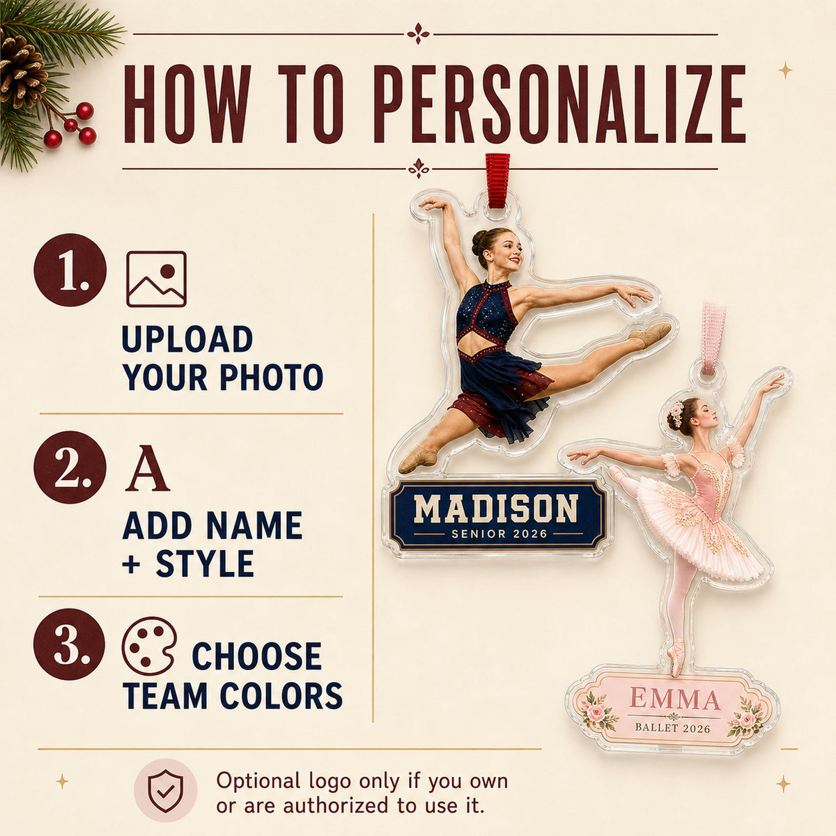Personalized Dance Team Photo Acrylic Ornament - Custom Athlete Christmas Keepsake - image 5